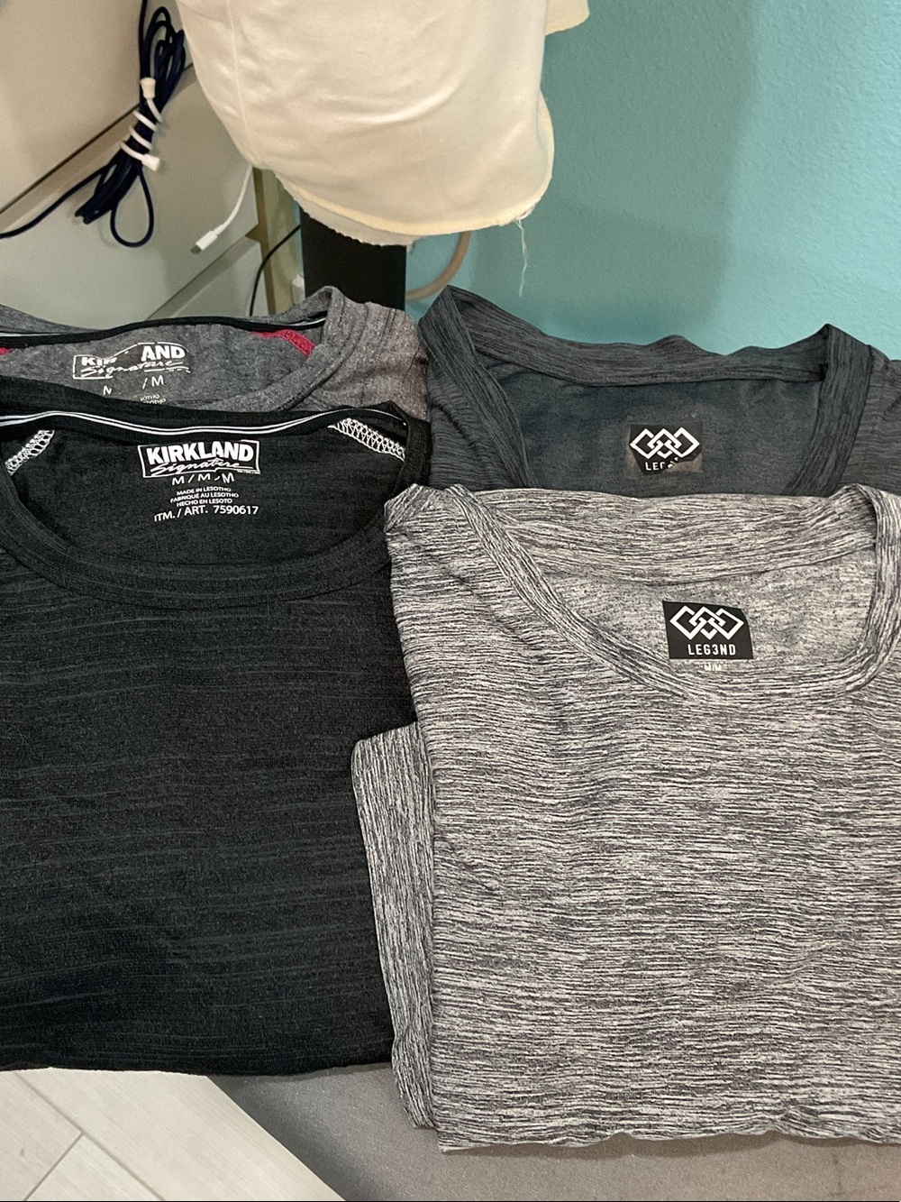 BUNDLE #2 Bundle of 4 grey color/black color men’s performance shirts.